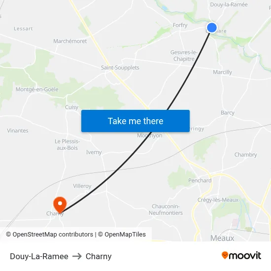 Douy-La-Ramee to Charny map