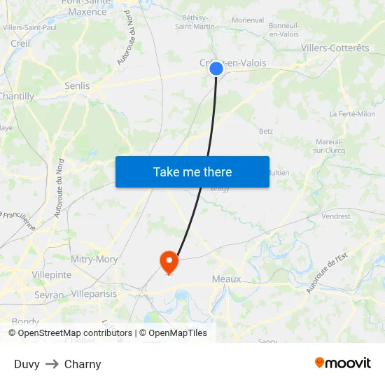 Duvy to Charny map