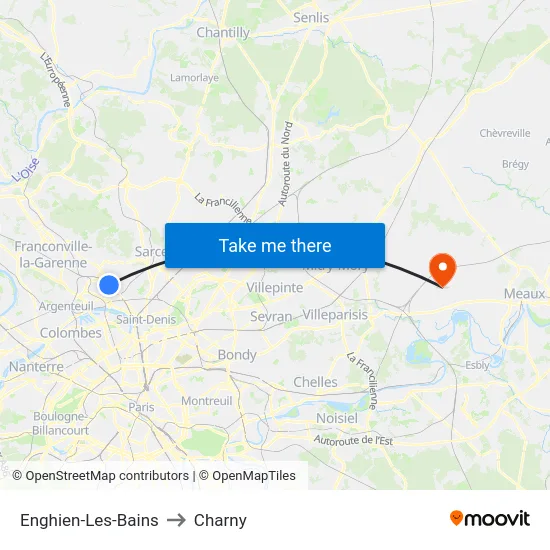 Enghien-Les-Bains to Charny map
