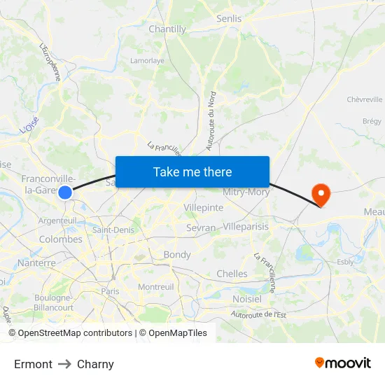 Ermont to Charny map