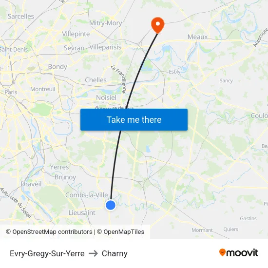 Evry-Gregy-Sur-Yerre to Charny map