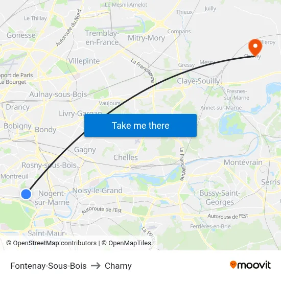 Fontenay-Sous-Bois to Charny map