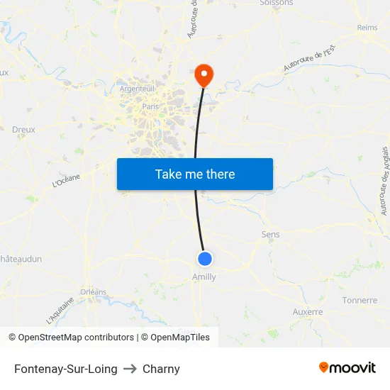 Fontenay-Sur-Loing to Charny map
