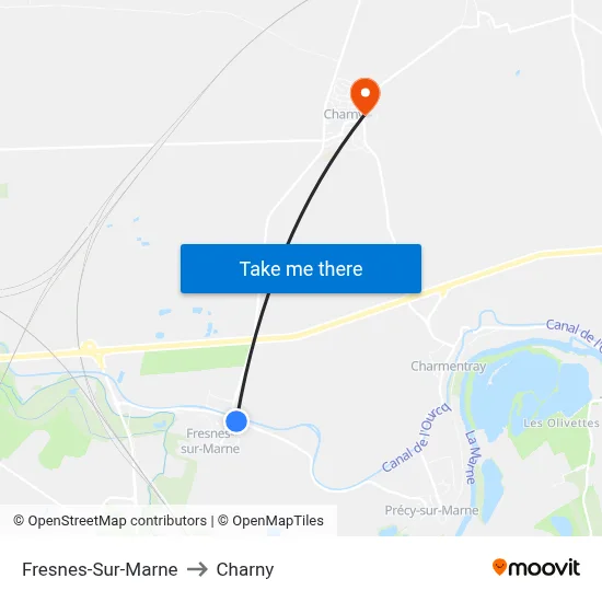 Fresnes-Sur-Marne to Charny map