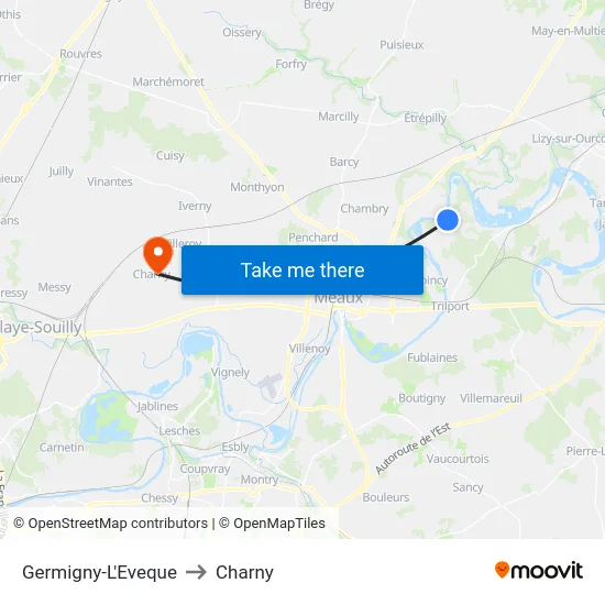 Germigny-L'Eveque to Charny map