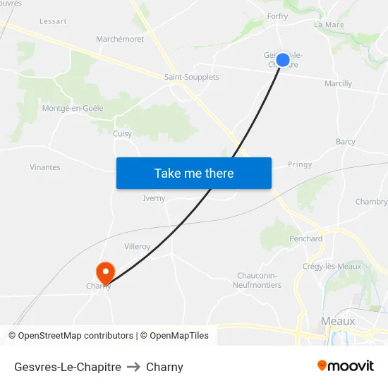 Gesvres-Le-Chapitre to Charny map