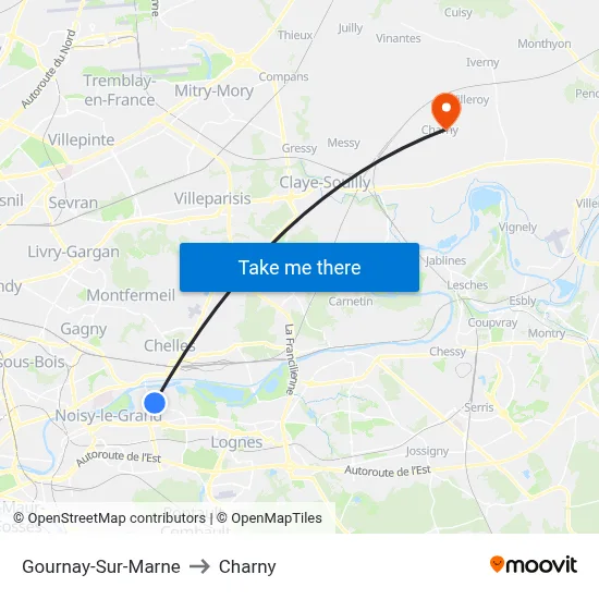 Gournay-Sur-Marne to Charny map