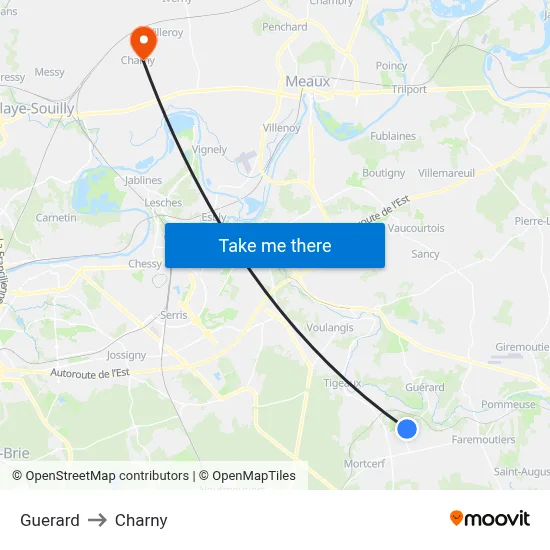 Guerard to Charny map