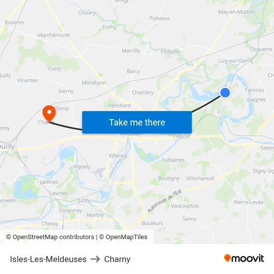 Isles-Les-Meldeuses to Charny map