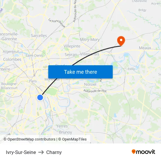 Ivry-Sur-Seine to Charny map