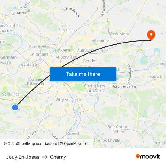 Jouy-En-Josas to Charny map
