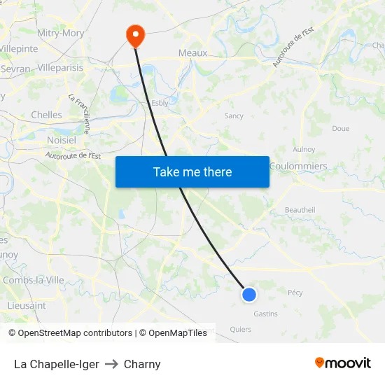 La Chapelle-Iger to Charny map
