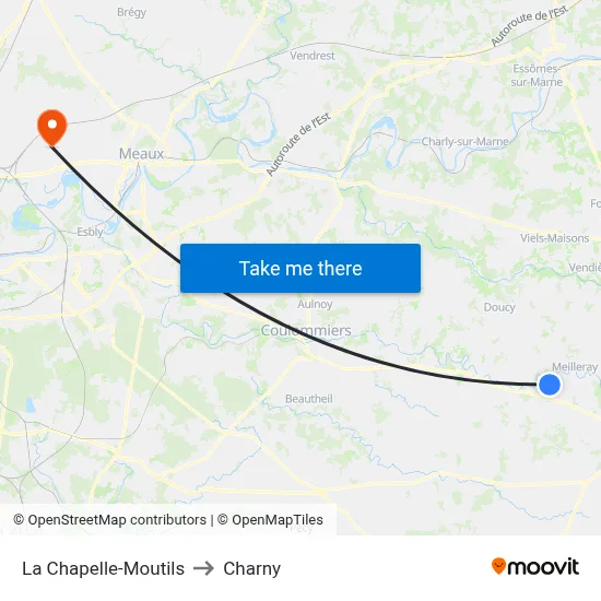 La Chapelle-Moutils to Charny map