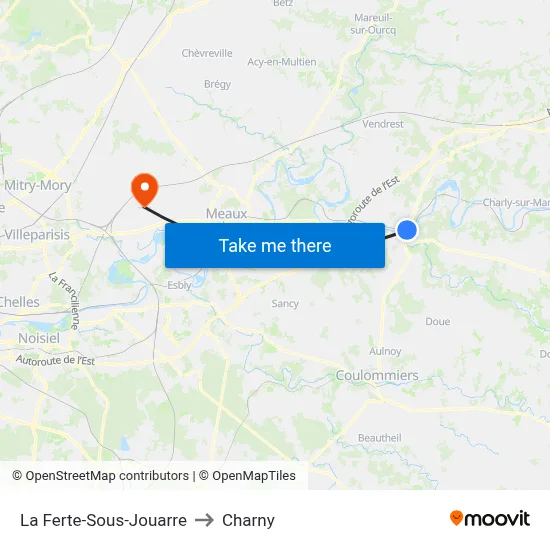 La Ferte-Sous-Jouarre to Charny map