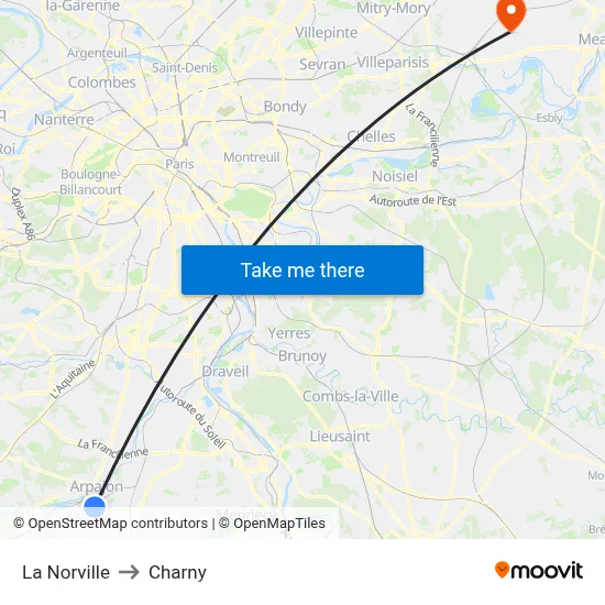 La Norville to Charny map