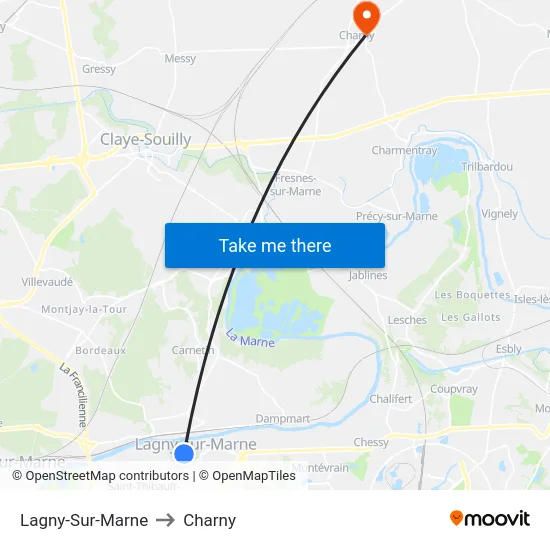 Lagny-Sur-Marne to Charny map