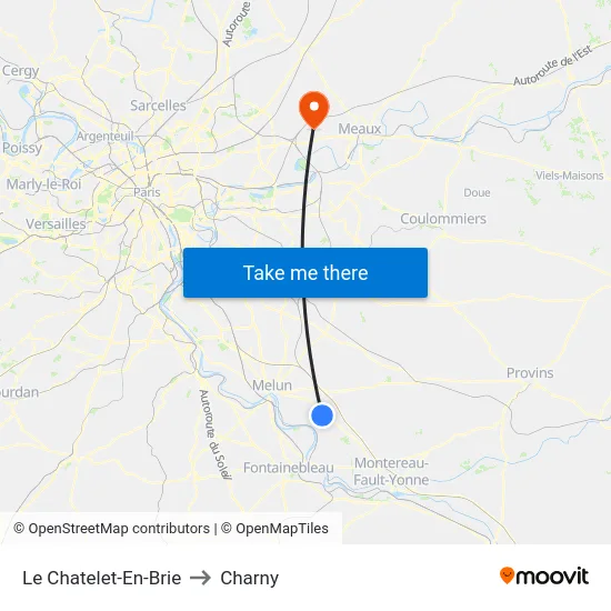 Le Chatelet-En-Brie to Charny map