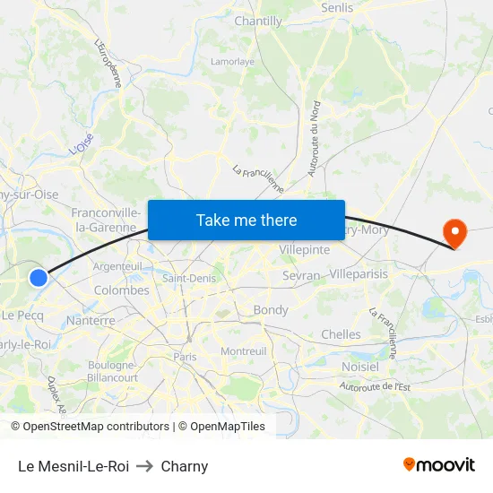 Le Mesnil-Le-Roi to Charny map