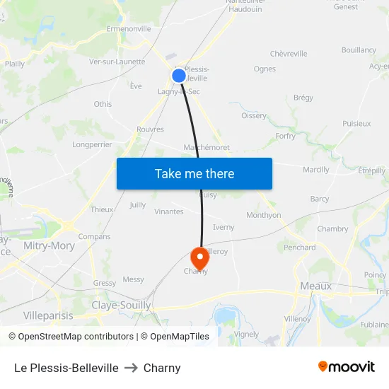 Le Plessis-Belleville to Charny map