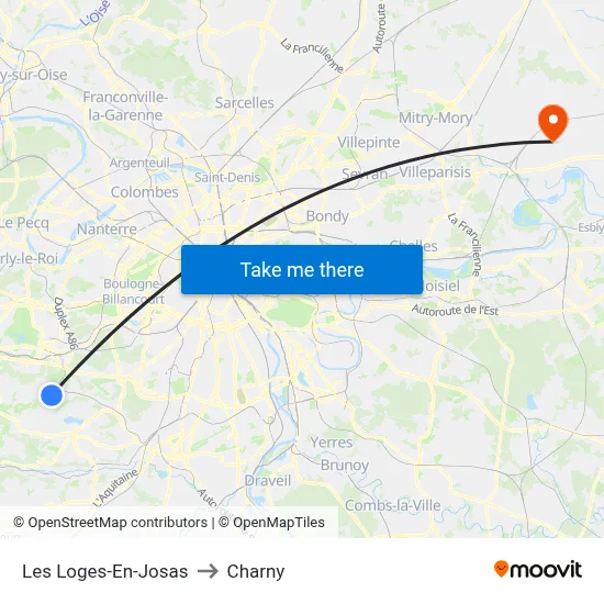 Les Loges-En-Josas to Charny map