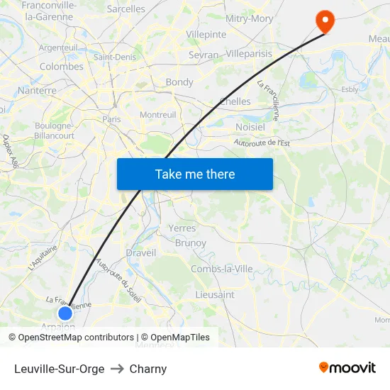 Leuville-Sur-Orge to Charny map