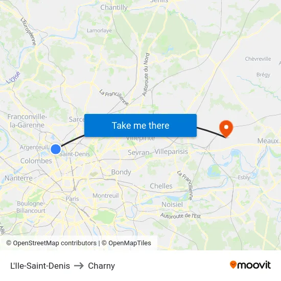 L'Ile-Saint-Denis to Charny map