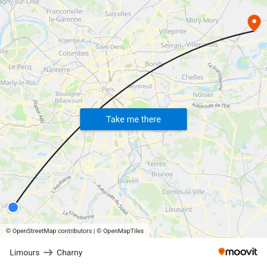 Limours to Charny map