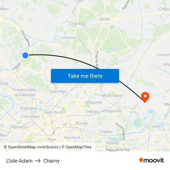 L'Isle-Adam to Charny map