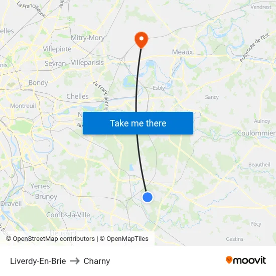 Liverdy-En-Brie to Charny map