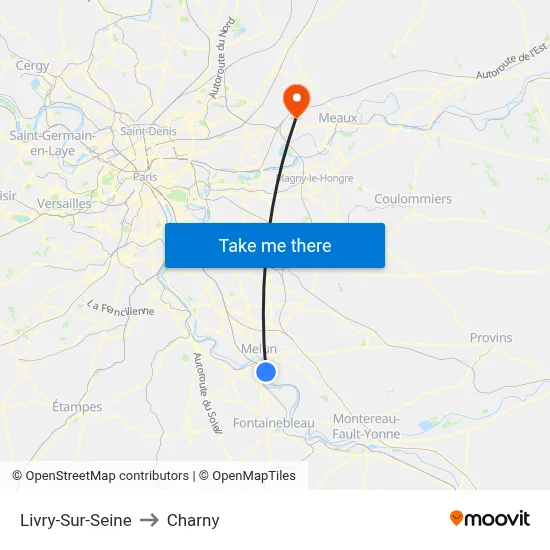 Livry-Sur-Seine to Charny map