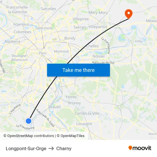 Longpont-Sur-Orge to Charny map