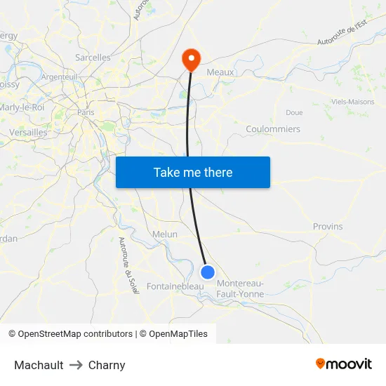 Machault to Charny map