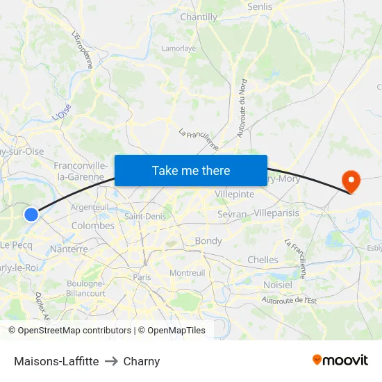 Maisons-Laffitte to Charny map