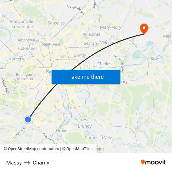 Massy to Charny map