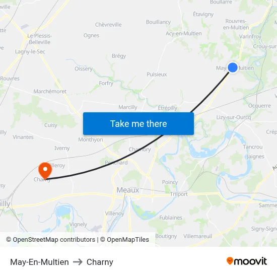 May-En-Multien to Charny map