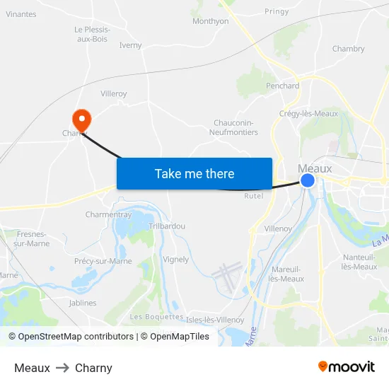 Meaux to Charny map