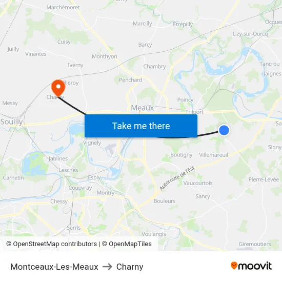 Montceaux-Les-Meaux to Charny map
