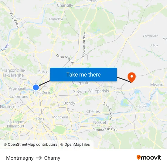 Montmagny to Charny map