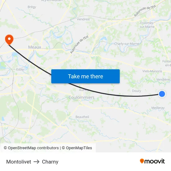 Montolivet to Charny map