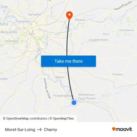 Moret-Sur-Loing to Charny map