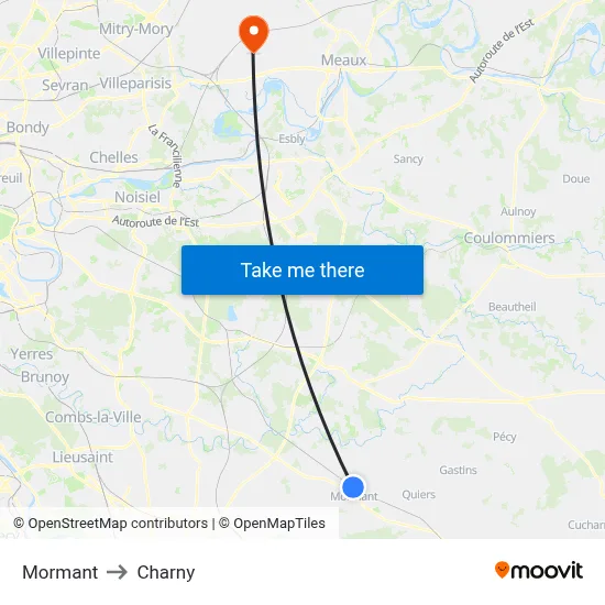 Mormant to Charny map