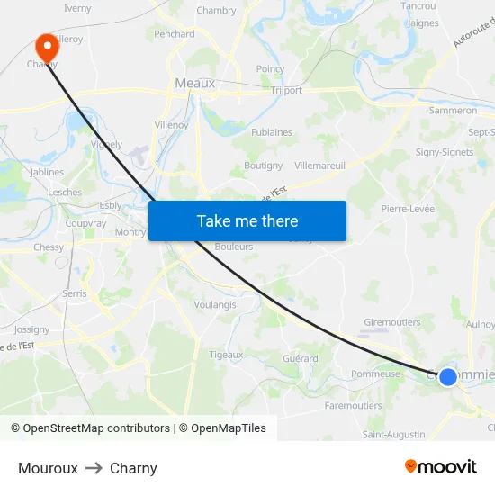Mouroux to Charny map