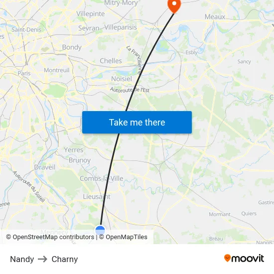 Nandy to Charny map
