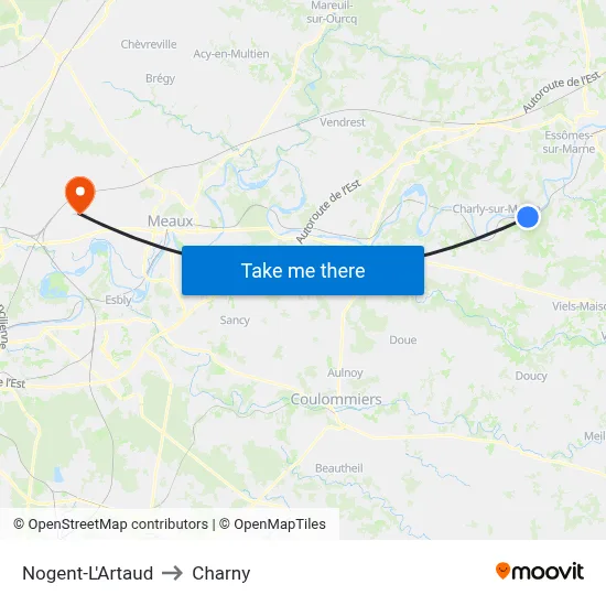 Nogent-L'Artaud to Charny map