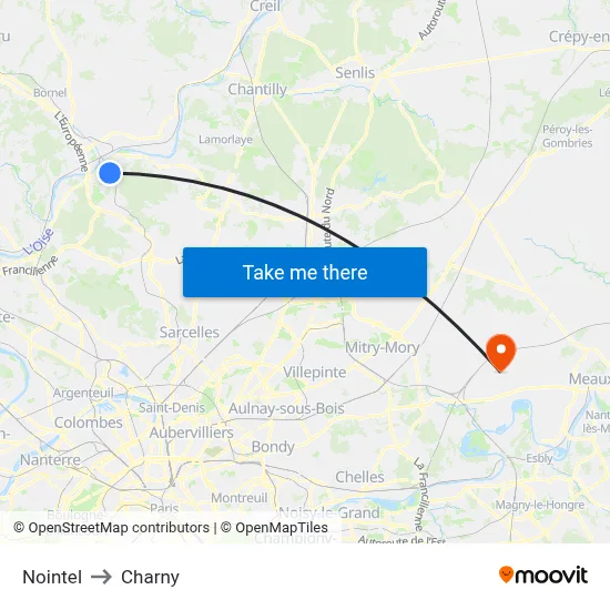 Nointel to Charny map