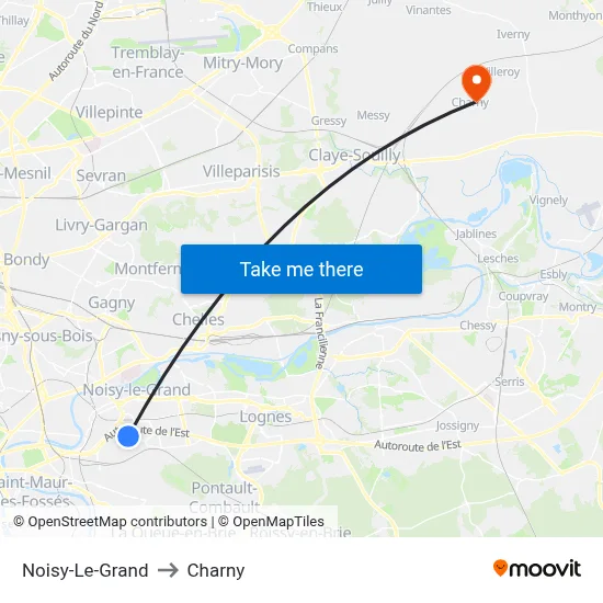 Noisy-Le-Grand to Charny map