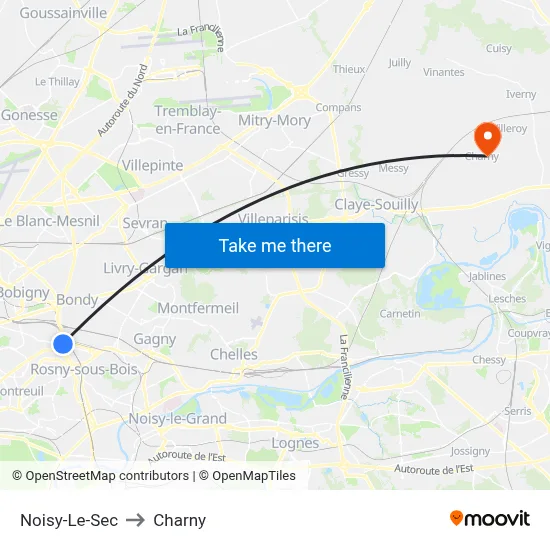 Noisy-Le-Sec to Charny map