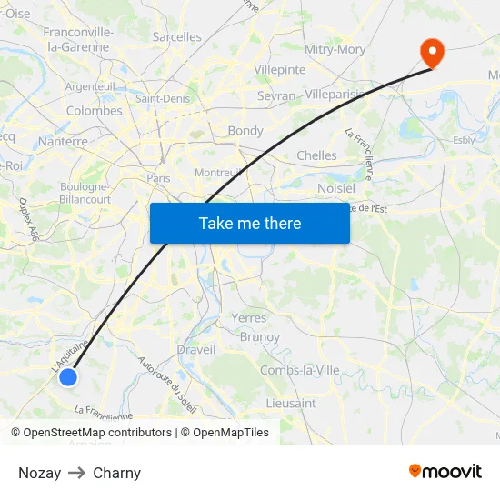 Nozay to Charny map