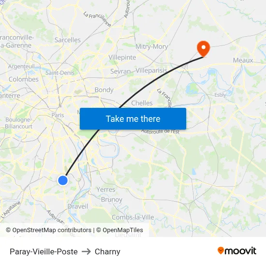 Paray-Vieille-Poste to Charny map