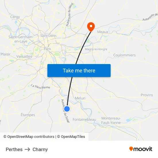 Perthes to Charny map